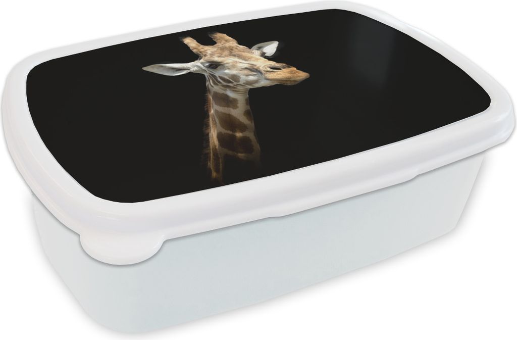 KitchenYeah Lunchbox Brotzeit Brotdose 17x11 cm Giraffenkopf für schwarzen Hintergrund Kinder Brotzeitdose - Lunch Box - Kinder - Sandwich-Box -...