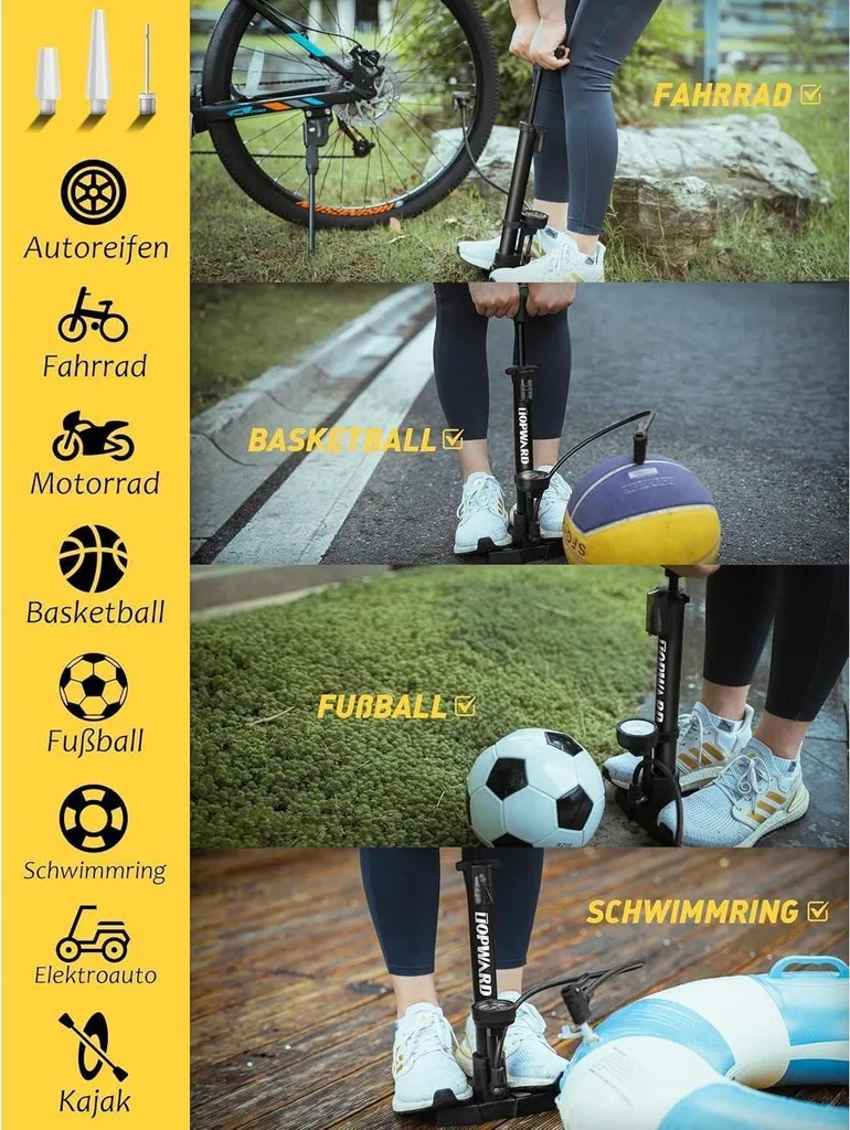 Pompe à pied universelle pour vélo et VTT avec manomètre de précision - 6