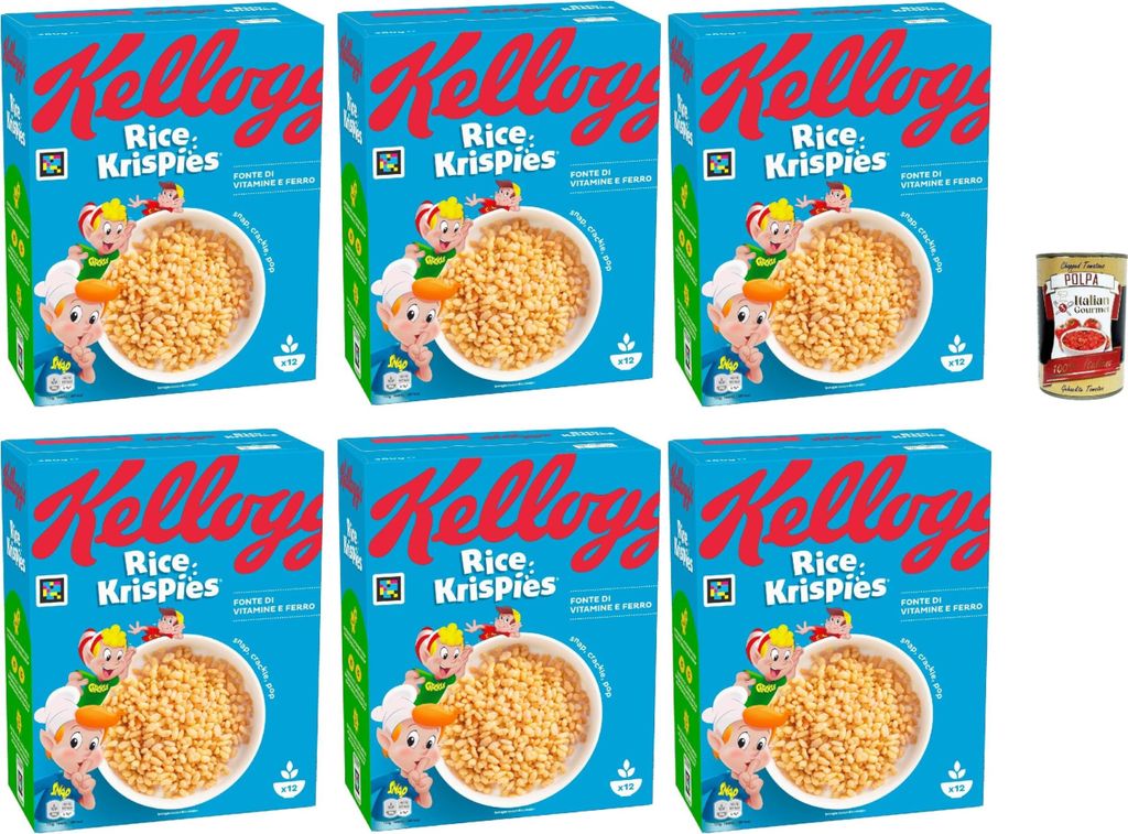 Kellogg's Rice Krispies (6 x 360 g) – geröstete Cerealien mit herzhaftem Crunch – knusprig gepuffter Reis für maximalen Frühstücks-Spaß + ...