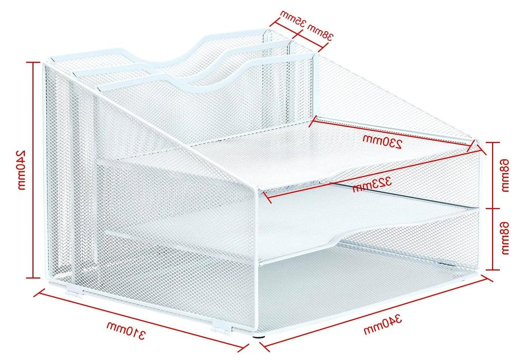 5 Fächer A4 Metall Büro Schreibtisch Organizer Dokumentenhalter Aktenablage Zeitschriftenhalter Briefablage Papier Magazin Organisator, Weiß