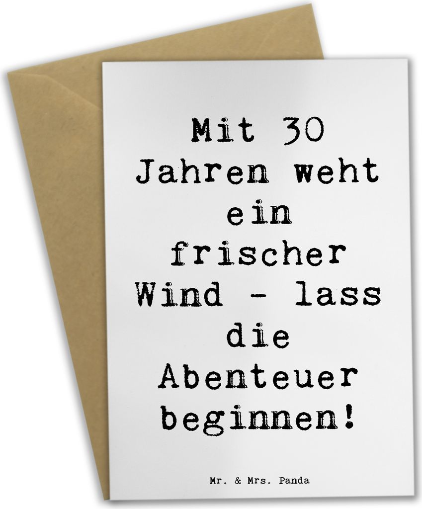 Mr. & Mrs. Panda babykarte Spruch 30. Geburtstag Abenteuer - Weiß - Geschenk, einladungskarten, glückwunschkarten, positive Energie, vatertagskar...