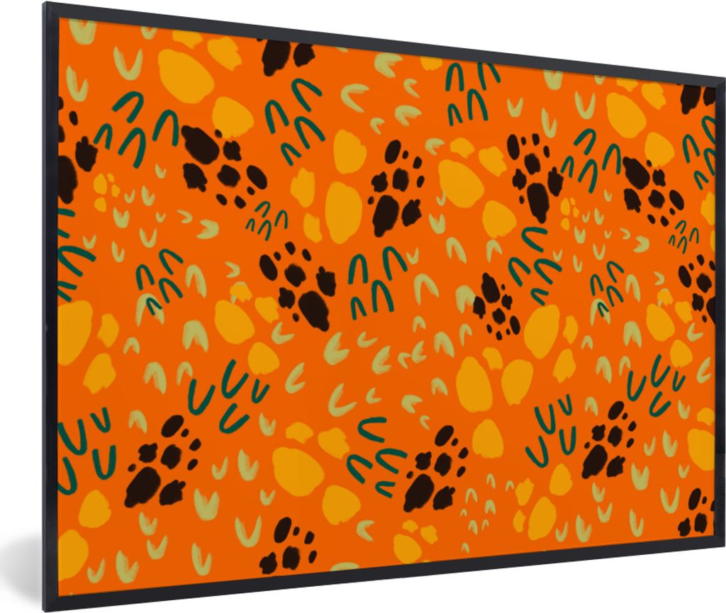 MuchoWow MuchoWow Gerahmtes Poster Sporen - Orange - Muster 60x40 cm - Poster mit zchwarzem Bilderrahmen - Printing - Wanddeko Schlafzimmer