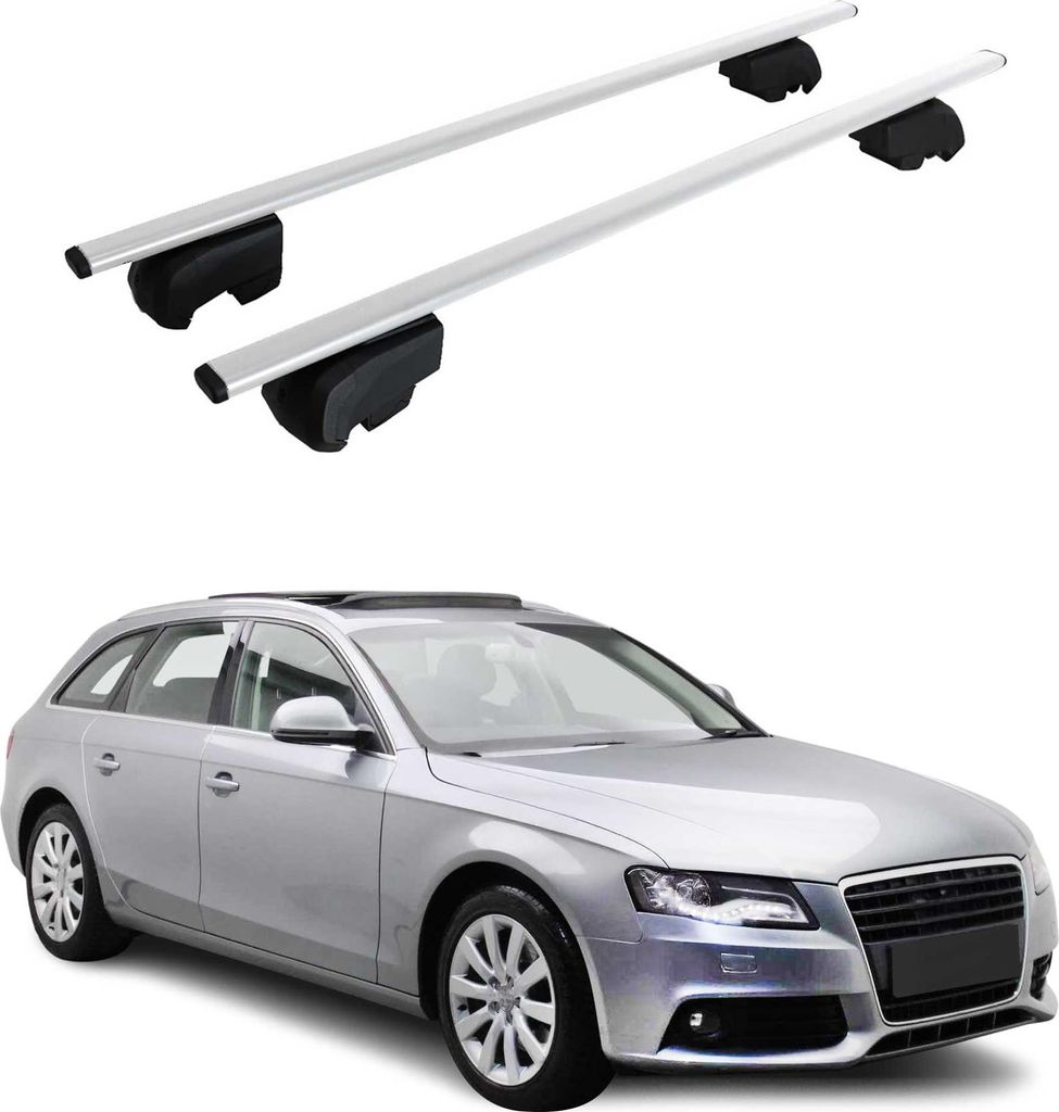 Dachträger Gepäckträger für Audi A4 2008-2015 Querträger ABE Metall Silber 2x