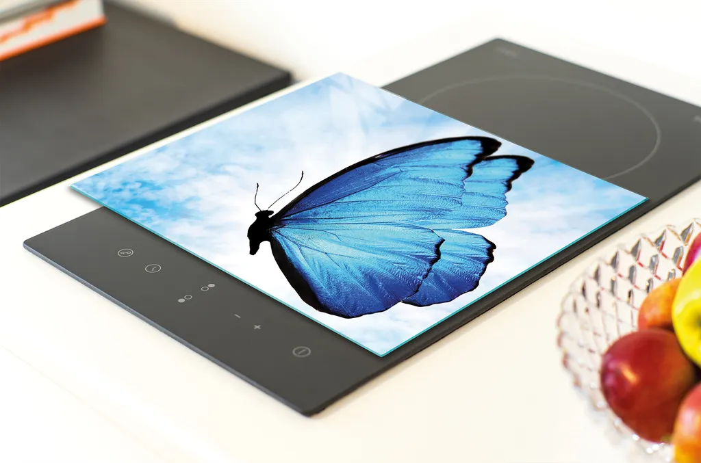 Tagliere Multiglass 30x22 Butterfly Blue: Piastra Copriforno in Vetro - 6