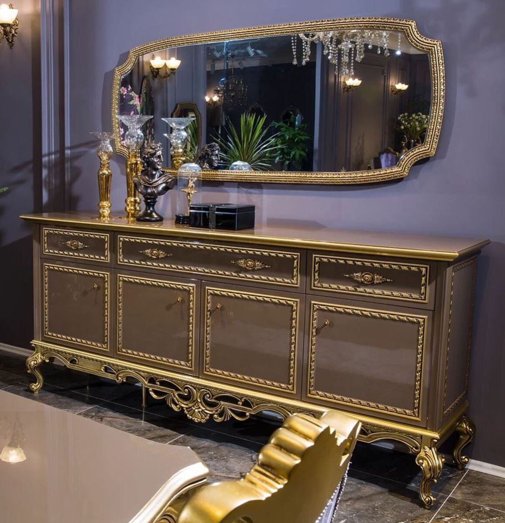 Casa Padrino Luxus Barock Möbel Set Sideboard mit Spiegel Produktbild 