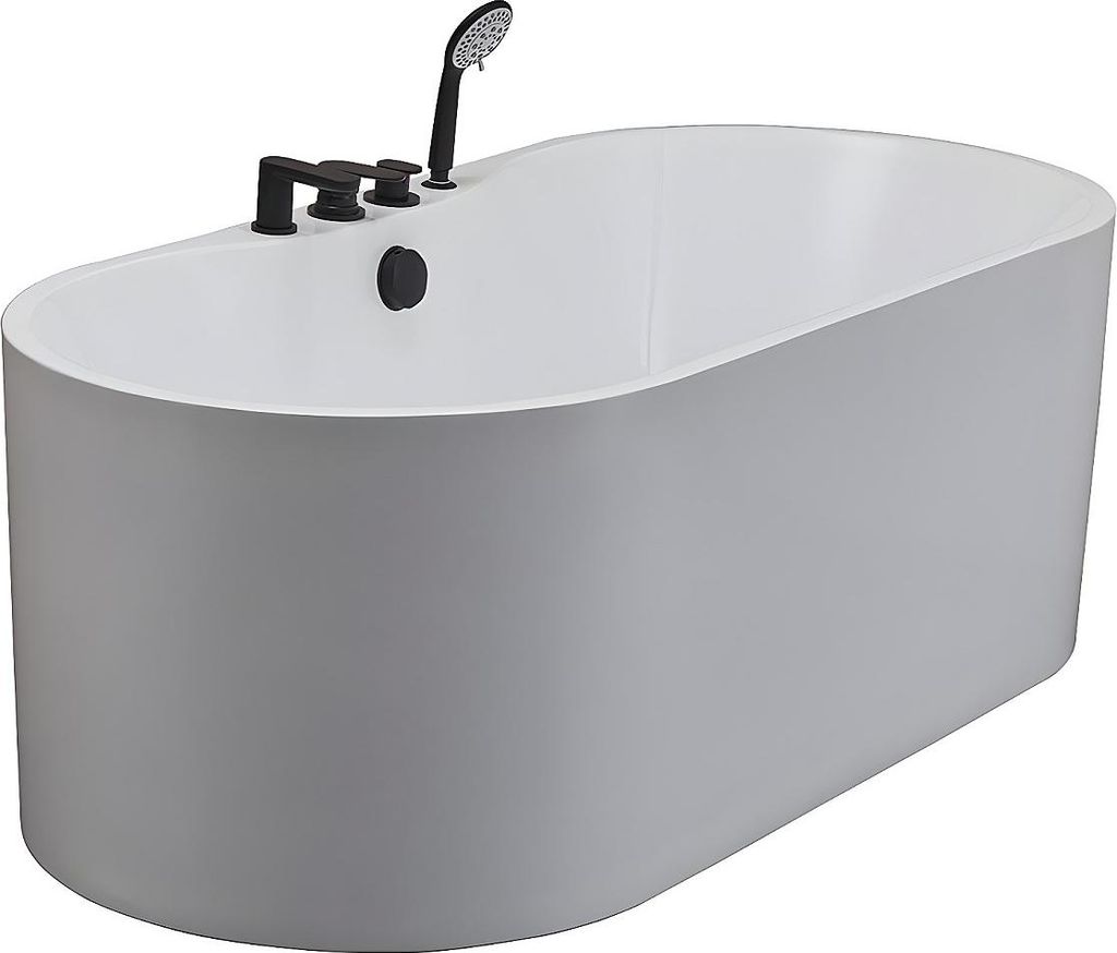 STEPONA freistehende Badewanne mit Armaturen - 195 l, 150 × 75 × 58 cm (L × B × H) - weiß