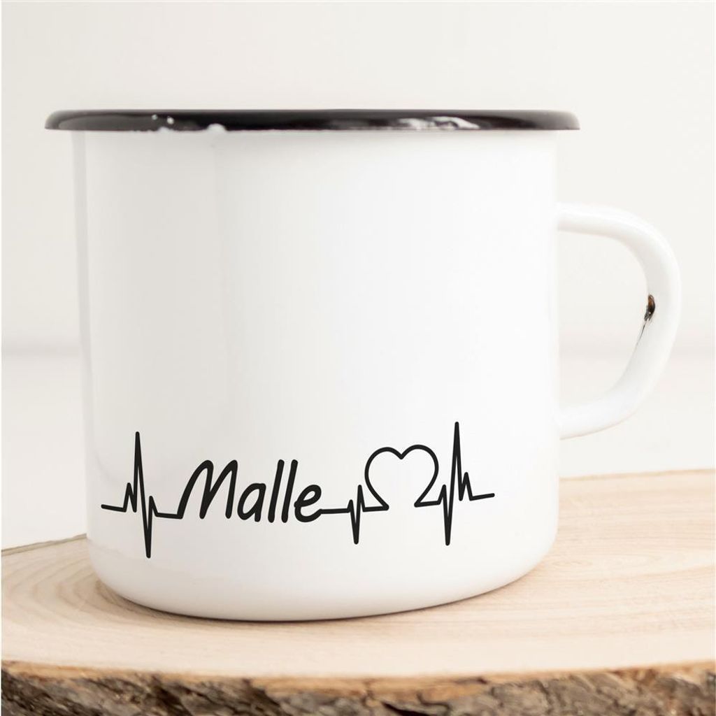 Huuraa Emaille Tasse Malle Geschenk Kaffeebecher Vintage 300ml Malle Präsent