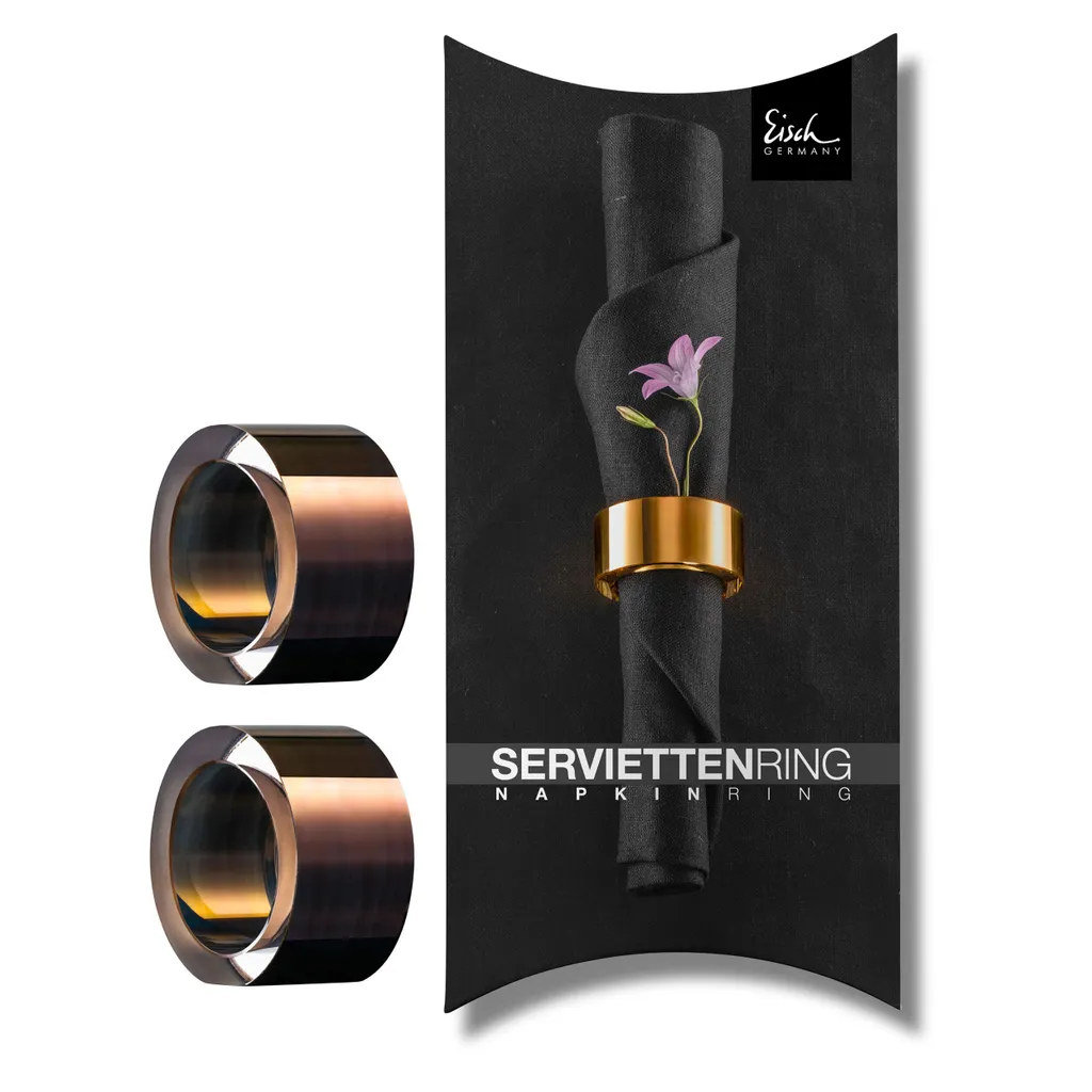 Ronds de Serviette Cuivre pour Décoration de Table de Fête Eisch - Set de 2