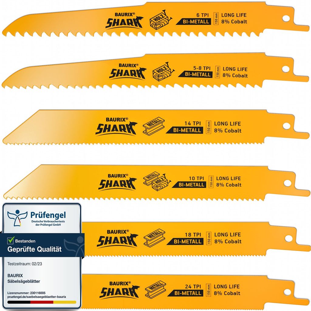 BAURIX® [LONG LIFE] Säbelsägeblätter, 6 Stück, 150 mm, 5/8 Produktbild 