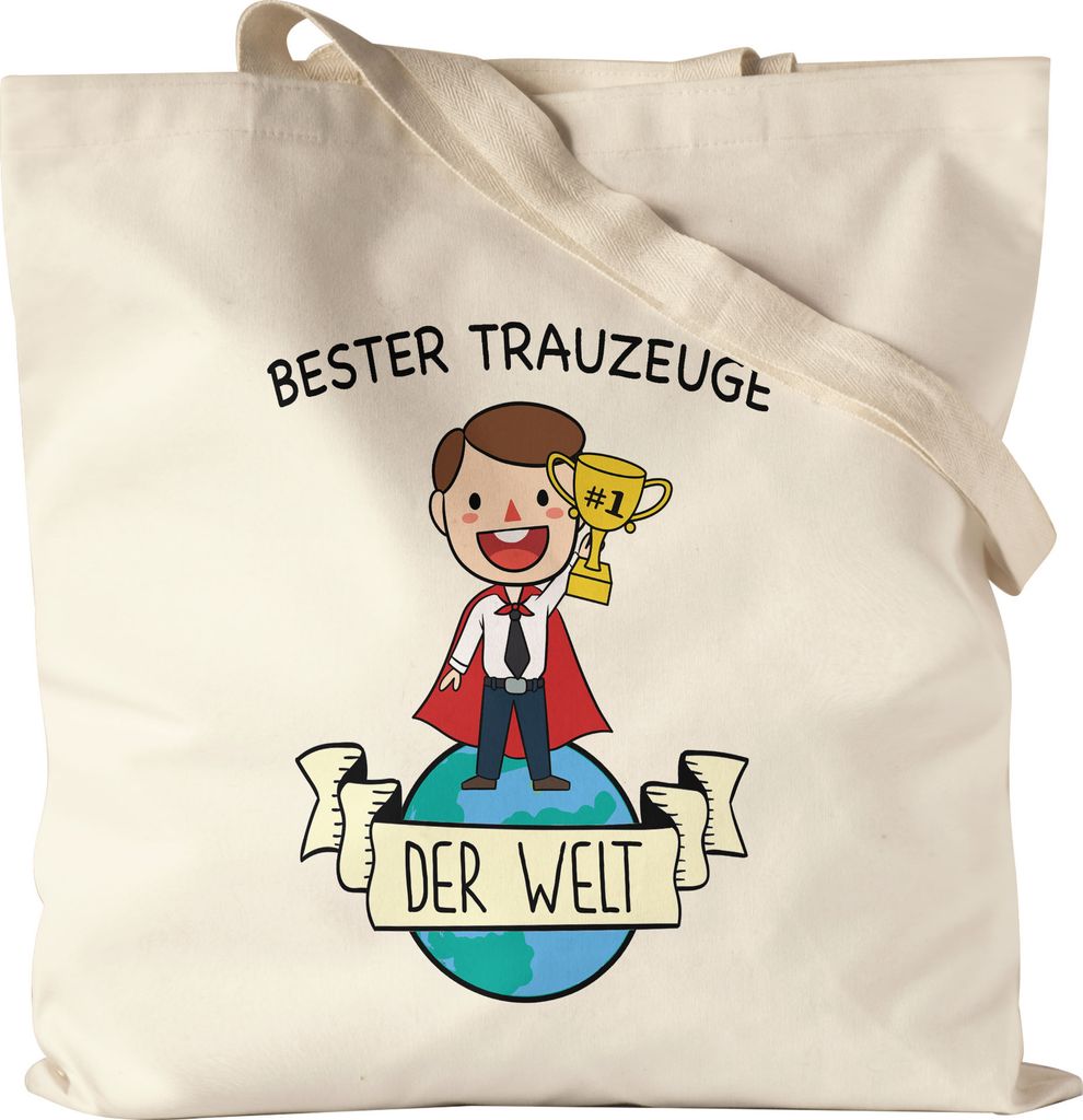 Bester Trauzeuge der Welt Jutebeutel Stoffbeutel Canvas Trauzeugen Fragen Hochzeit JGA Standesamt Geschenk