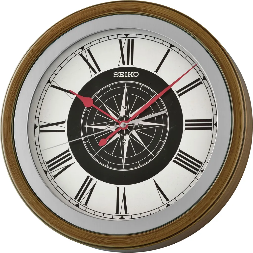 Orologio da parete Seiko QXA844B al quarzo con funzionamento silenzioso, aspetto legno