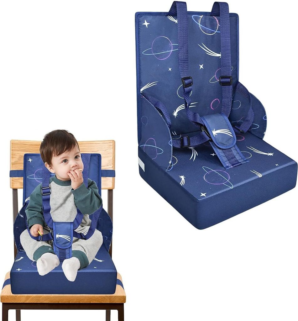TRMLBE Kindersitzerhöhung Sitzerhöhung Stuhl Kind Sitzkissen mit Faltbar Rückenlehne und Dreipunktsicherheitsgurt, Schwämme Boostersitz für St...