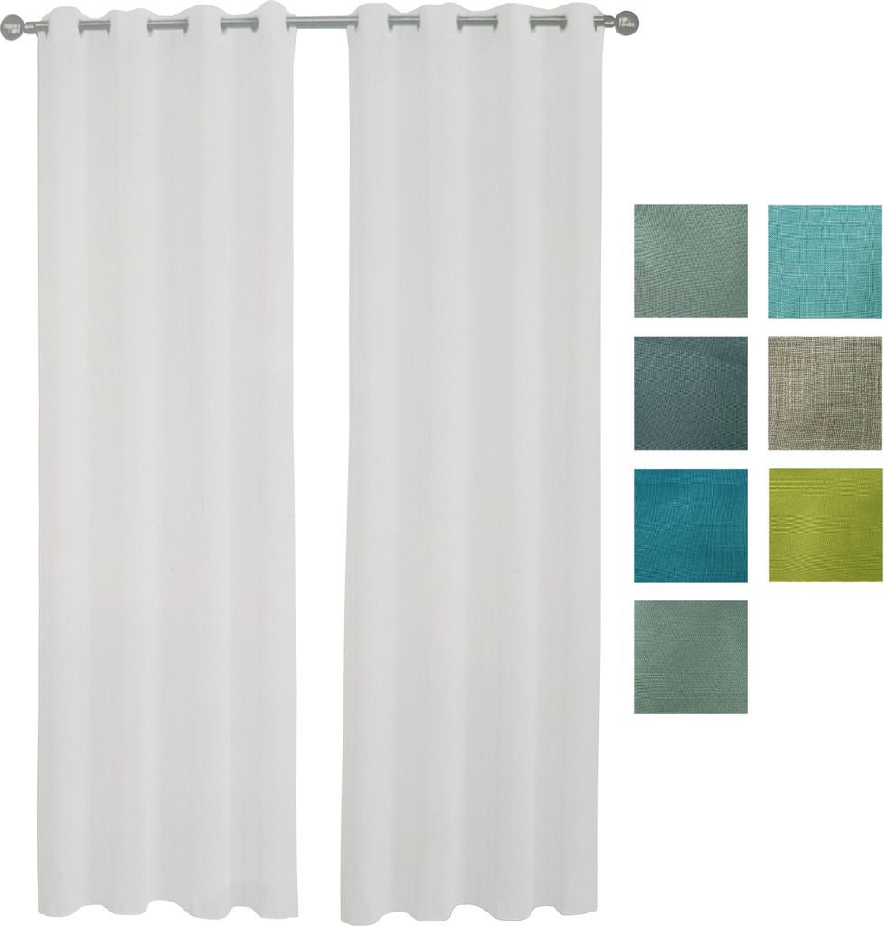 2er Set Gardinen Vorhänge Ösenvorhang 140*240/250 cm 100% Polyester (Grün 4)