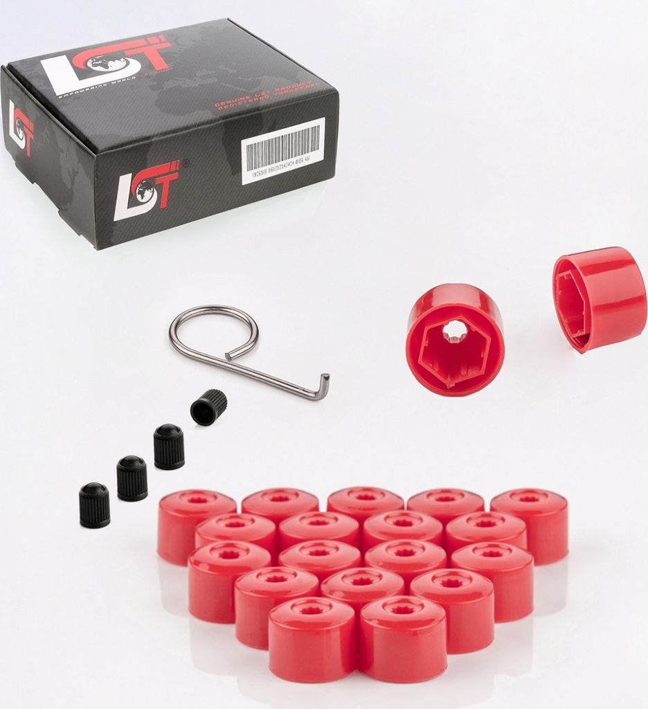 20x Radschrauben Abdeckkappen 17 mm rot für CITROEN PEUGEOT DACIA RENAULT