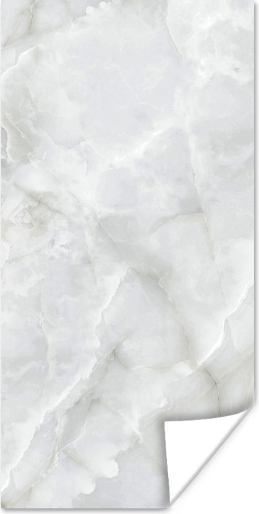 MuchoWow Poster Marmor - Weiß - Muster - Stein - Marmoroptik 60x120 cm - Wandschmuck