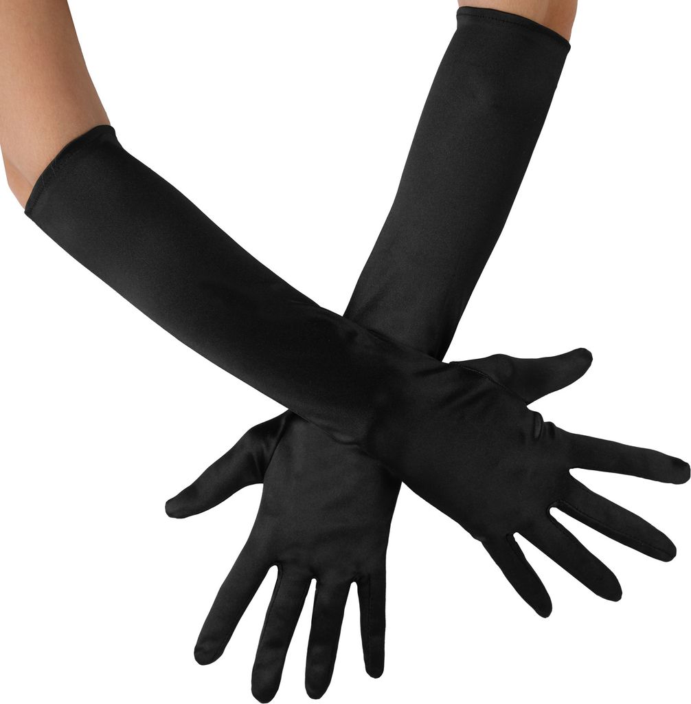 Lange Satin-Handschuhe - schwarz Produktbild 
