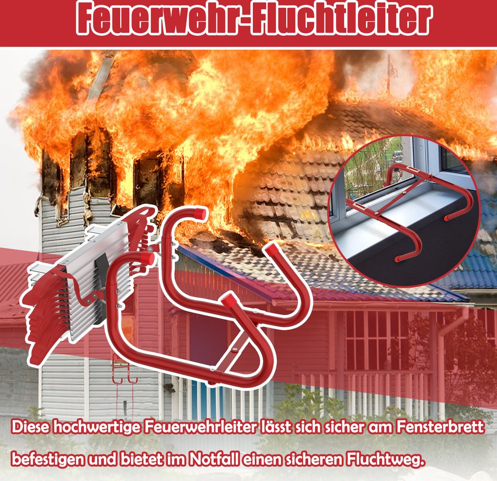 Rettungsseilleiter Feuerfest – 5m Bis 25m Wählbar, Aus Polyester & Epoxidharz, Bis 450 Kg Belastbar