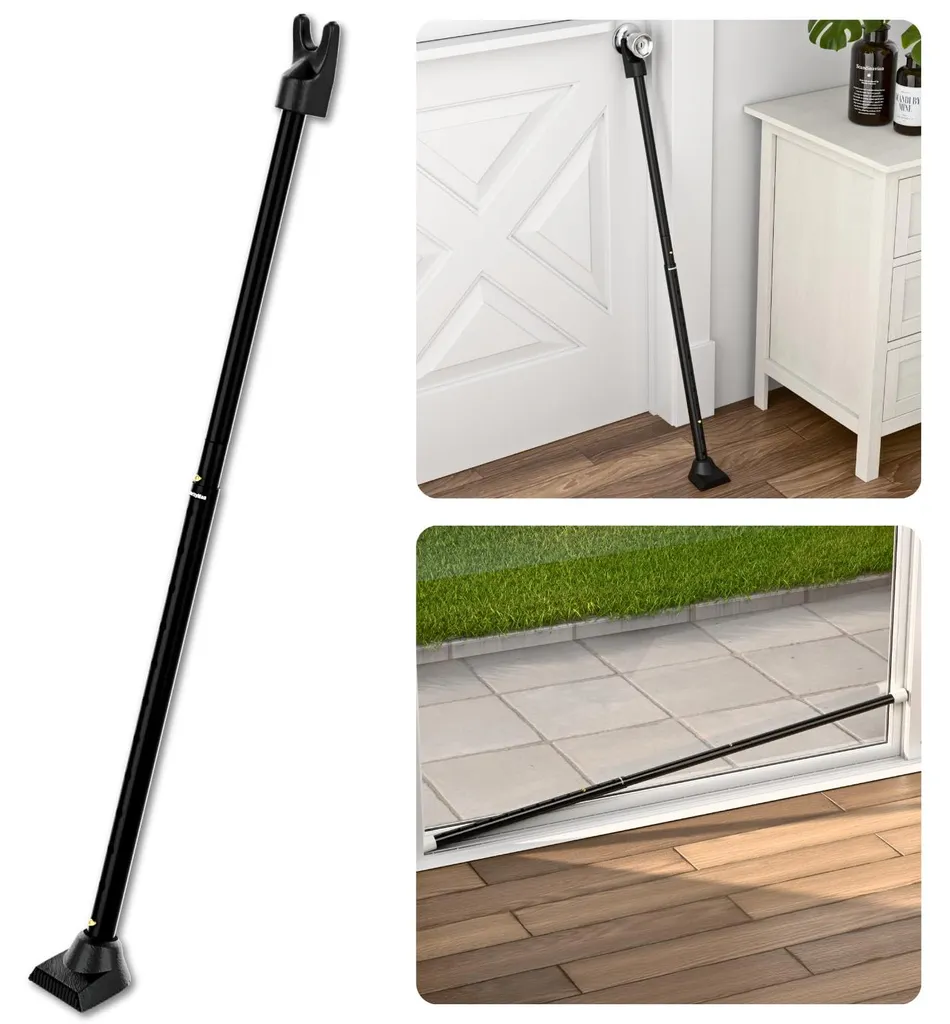 Barre de sécurité extensible noire pour porte coulissante et baie vitrée