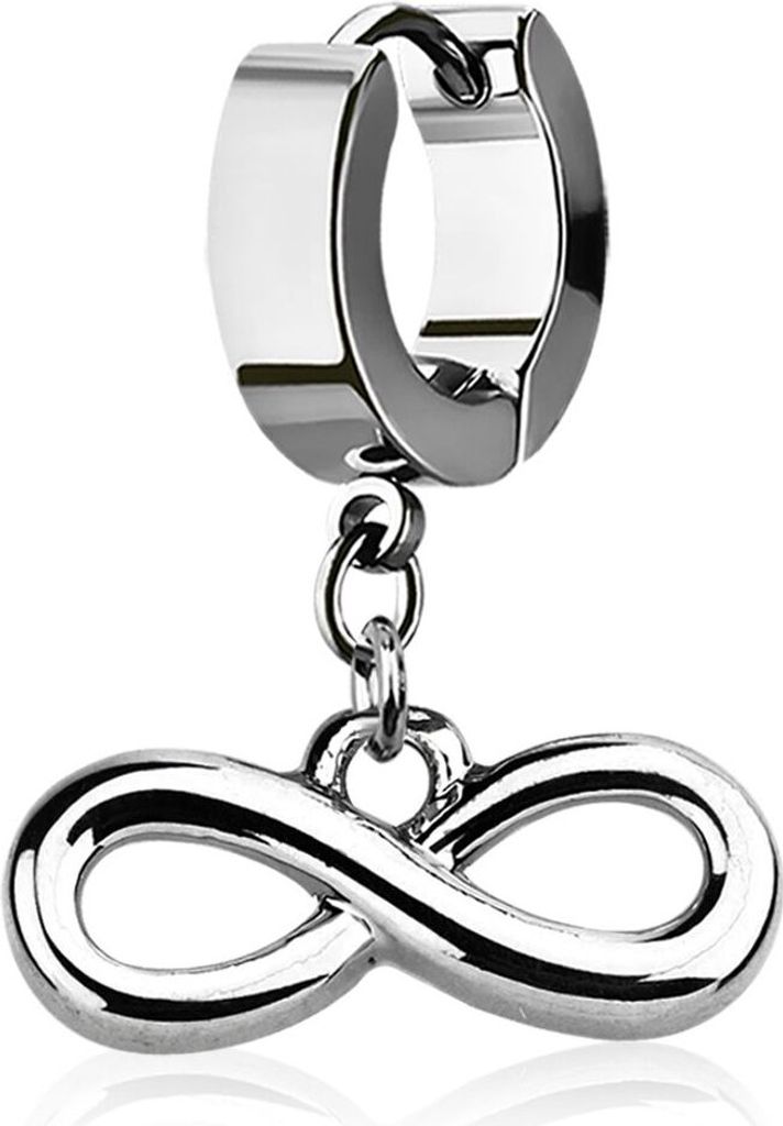 Damen Creole Kreole Klappcreole Edelstahl Unendlichkeit Infinity Anhänger Helix Huggie Ohr-Piercing Autiga silber