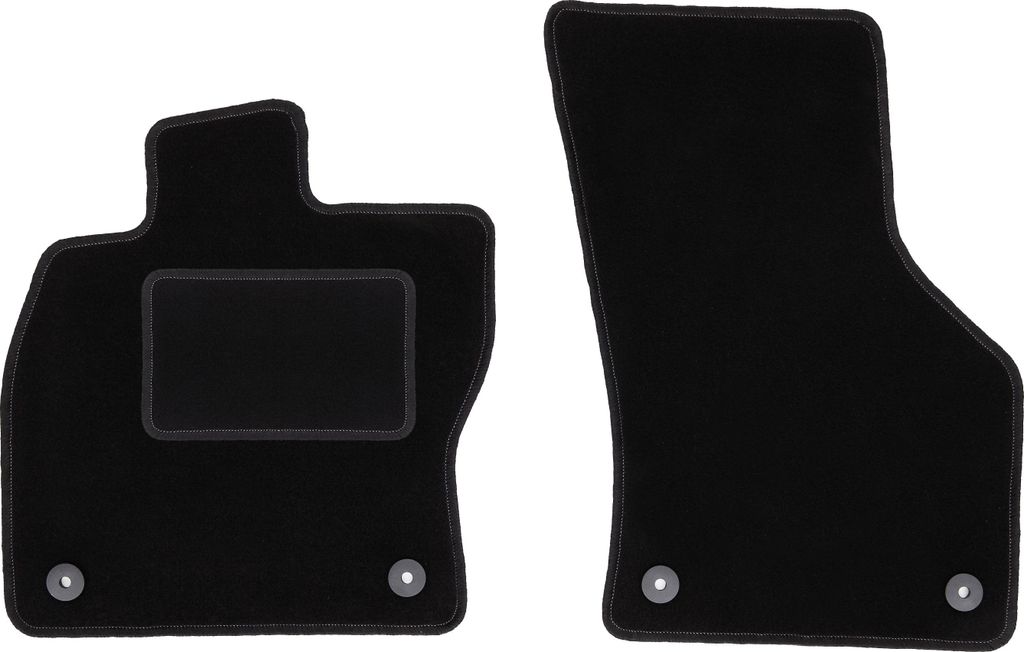 Velours-Fußmatten Vorne passend für Skoda Superb III (Kombi, Limousine, Bj. 2015-2020) – schwarz, passgenau, mit Befestigungen set 2 Stk. - ST...