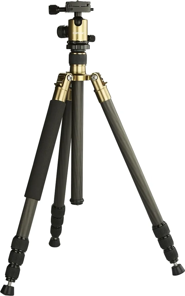 Treppiede Mantona Titanium Carbon con testa a sfera e borsa per treppiede, treppiede per fotocamera fino a 170 cm, treppiede fotografico con rotazione di 180° per riprese macro, treppiede con sistema di sgancio rapido compatibile Arca Swiss - 10