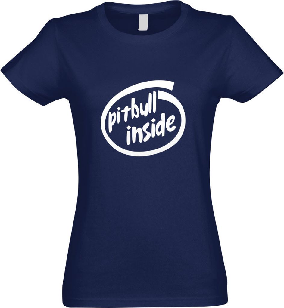 Kiwistar - T-Shirt tailliert - Damen - Navy - Pitbull Inside - mit Motiv Bedruckt - Funshirt Design - Sport - Freizeit - Damen - XL