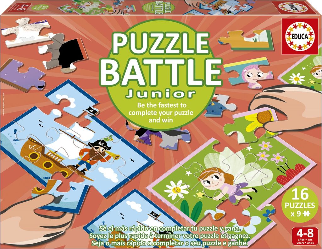 Puzzle - EDUCA - Battle Jr Fantasy - 16 Puzzles - Fantasy-Thema - Fr Kinder ab 4 Jahren