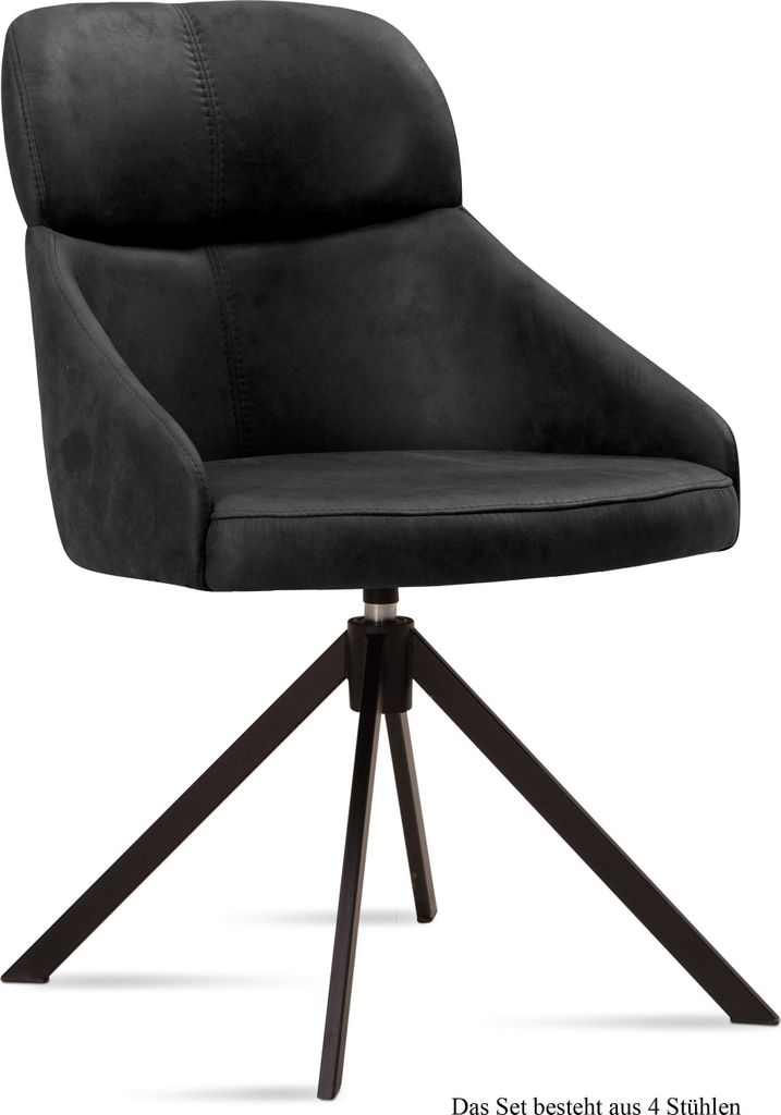 Esszimmerstuhl drehbar (4er-Set) Derska 52x82x63 Schwarz/Anthrazit
