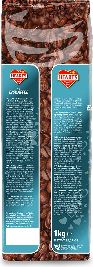 HEARTS Eiskaffee 1kg Instantgetränk Pulver für Sommer Produktbild 8