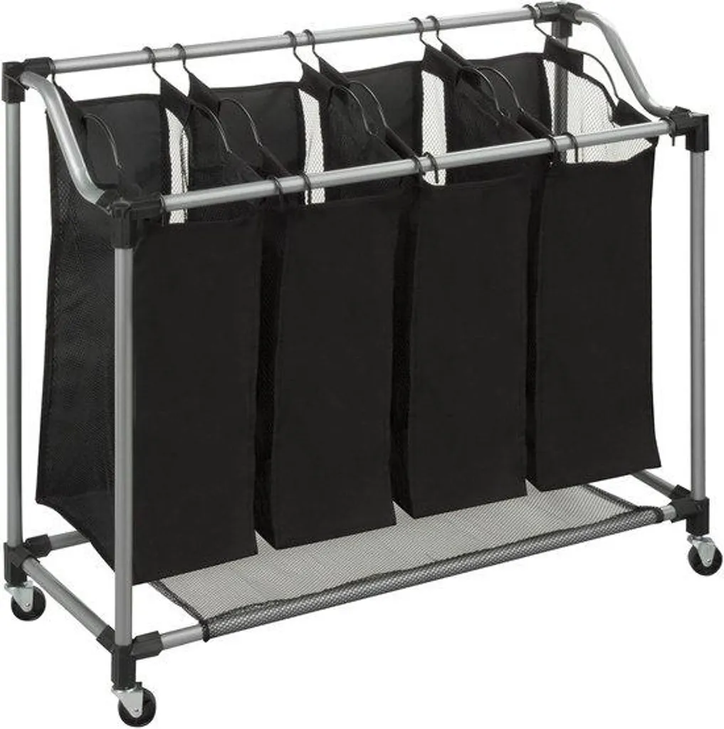 Trieur en tissu noir 89 cm à 4 compartiments rigides - Finition Luxe