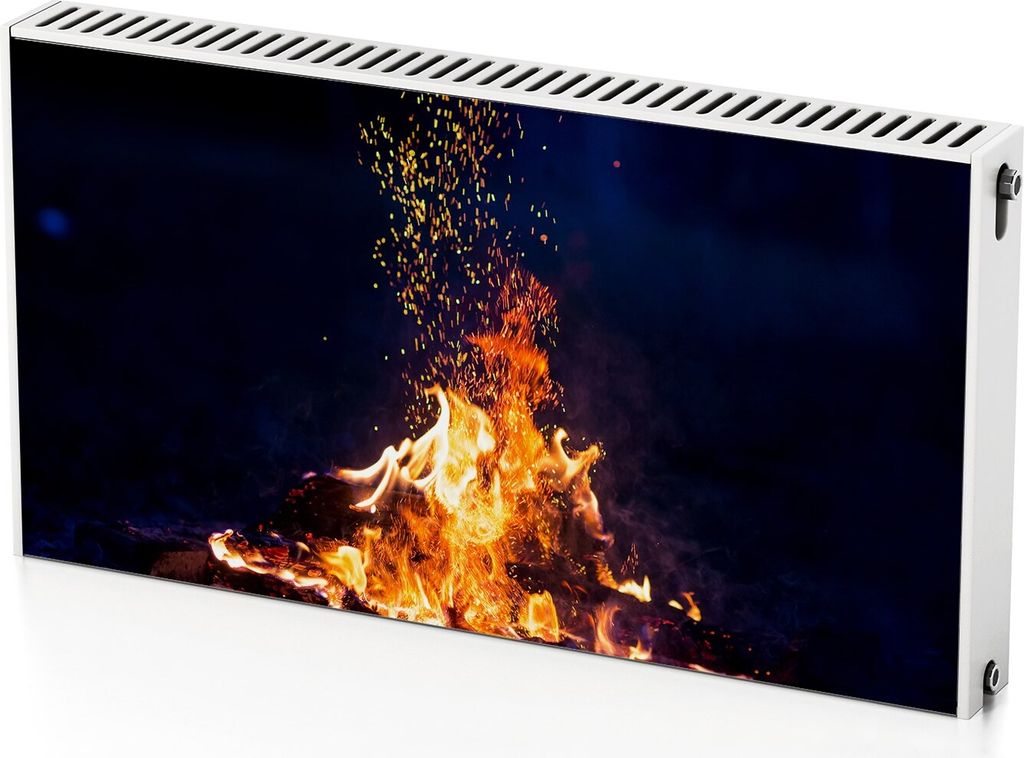 Kamin. Kamin – Magnetische Heizkörperabdeckung – 110x60 cm – Magnet Heizkörperabdeckung – 3D Würfel – Heizkörperverkleidung – Magne...