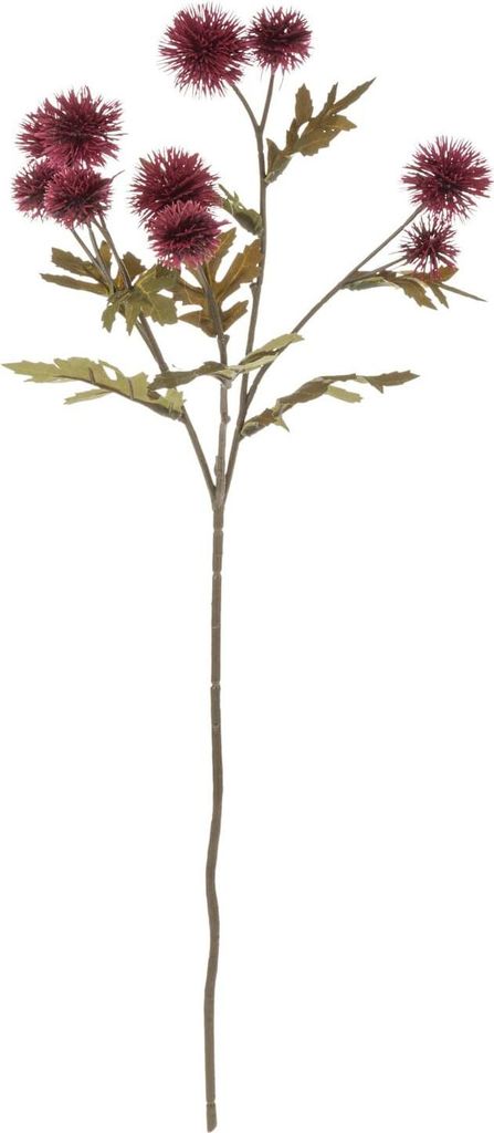 artplants.de Künstlicher Deko Zweig Färberdistel TRUDBERTA, Trockenoptik, Burgunderrot, 55cm - Kunstblumen Zweig