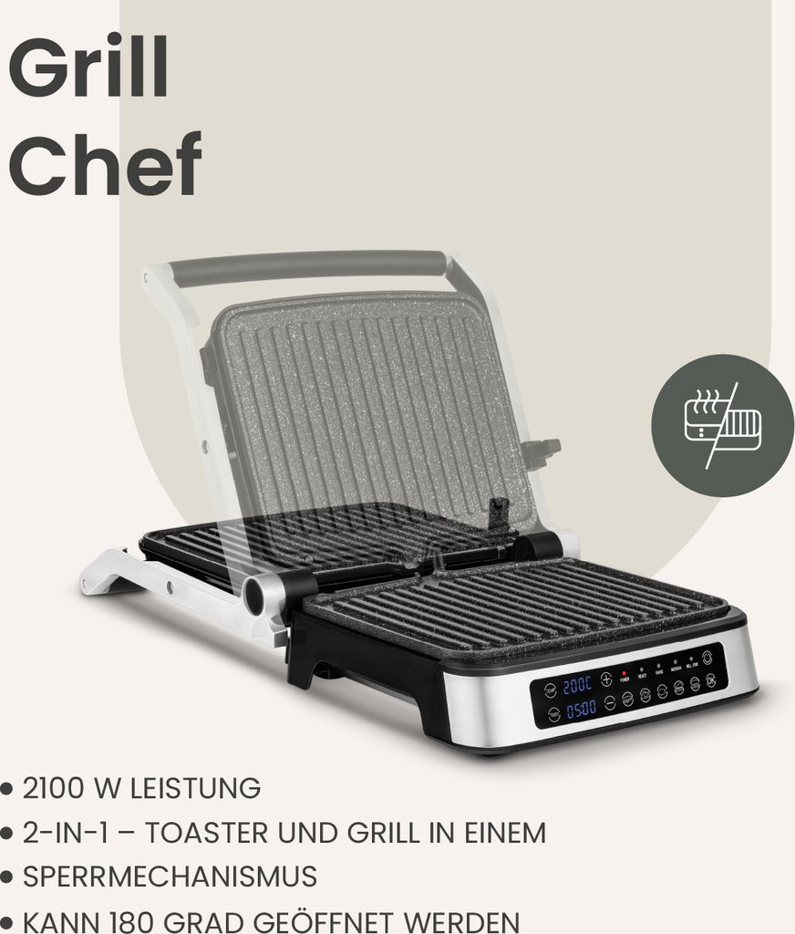 ZEEGMA Elektrický kontaktný gril a sendvičovač 2100 W, 2v1, Obrázok produktu 43