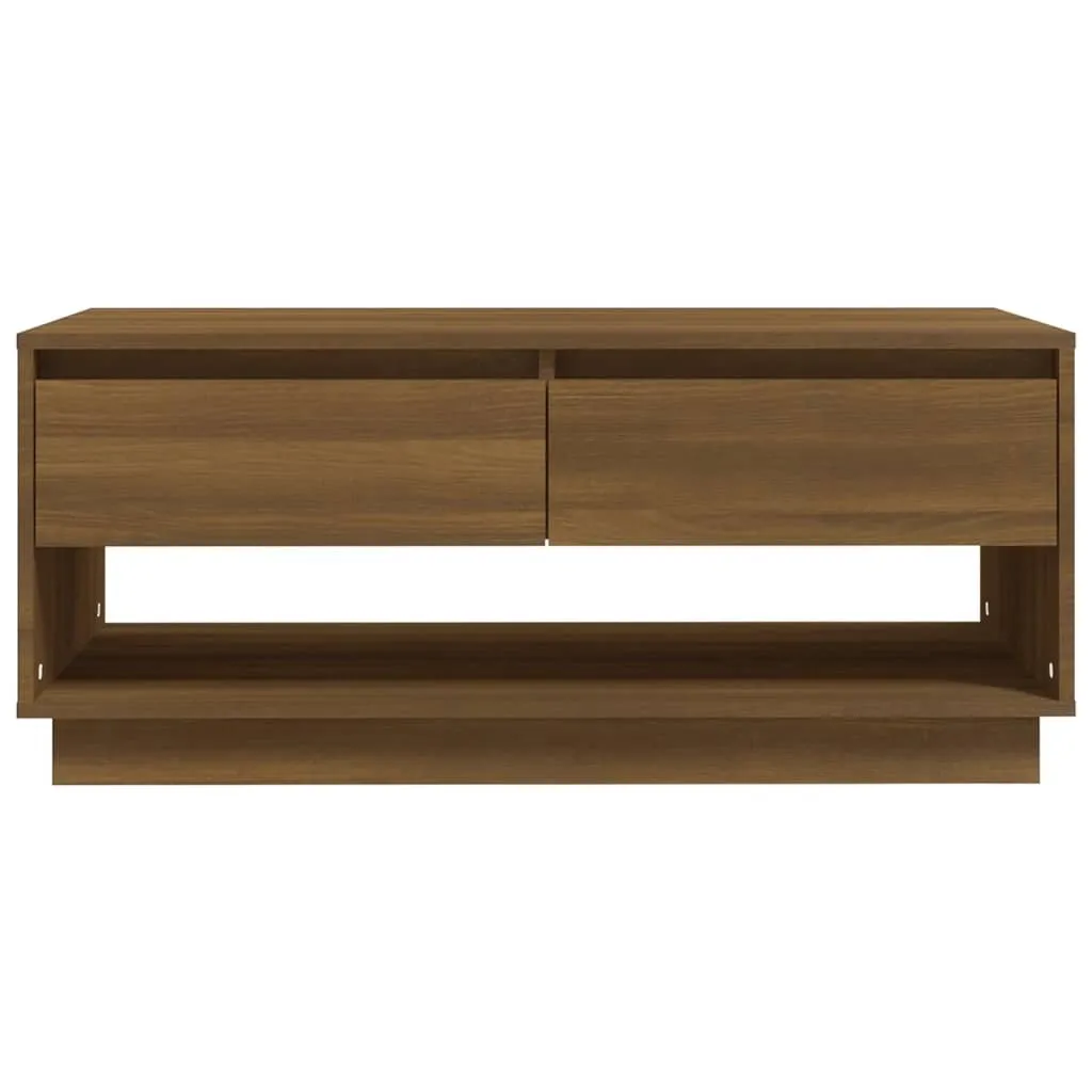 Table basse robuste chêne marron 102,5x55 cm avec plateau résistant - 3
