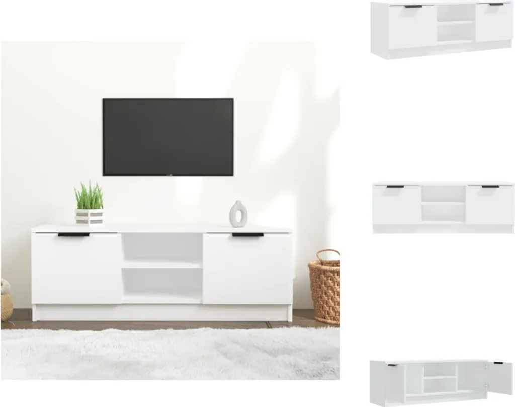 Meuble TV Blanc Stable 102x35 cm - Fini le Désordre dans votre Salon