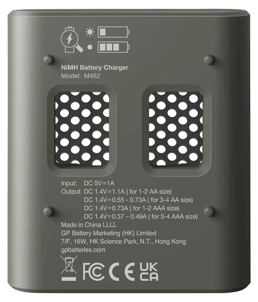 Chargeur GP M452 Rapide avec 4 piles AA 2600mAh pour usage intense