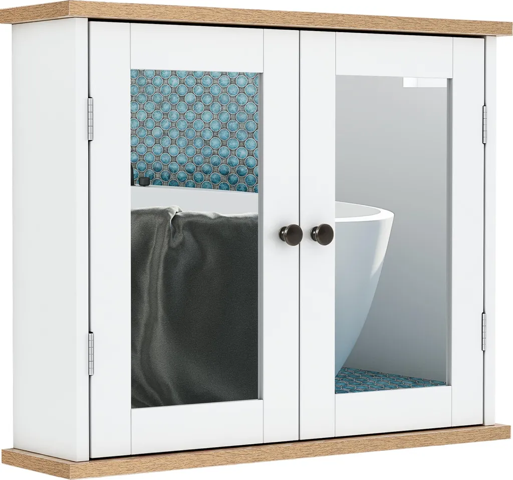 Armoire de Toilette Murale pour Petite Salle de Bain Gain de Place Bois
