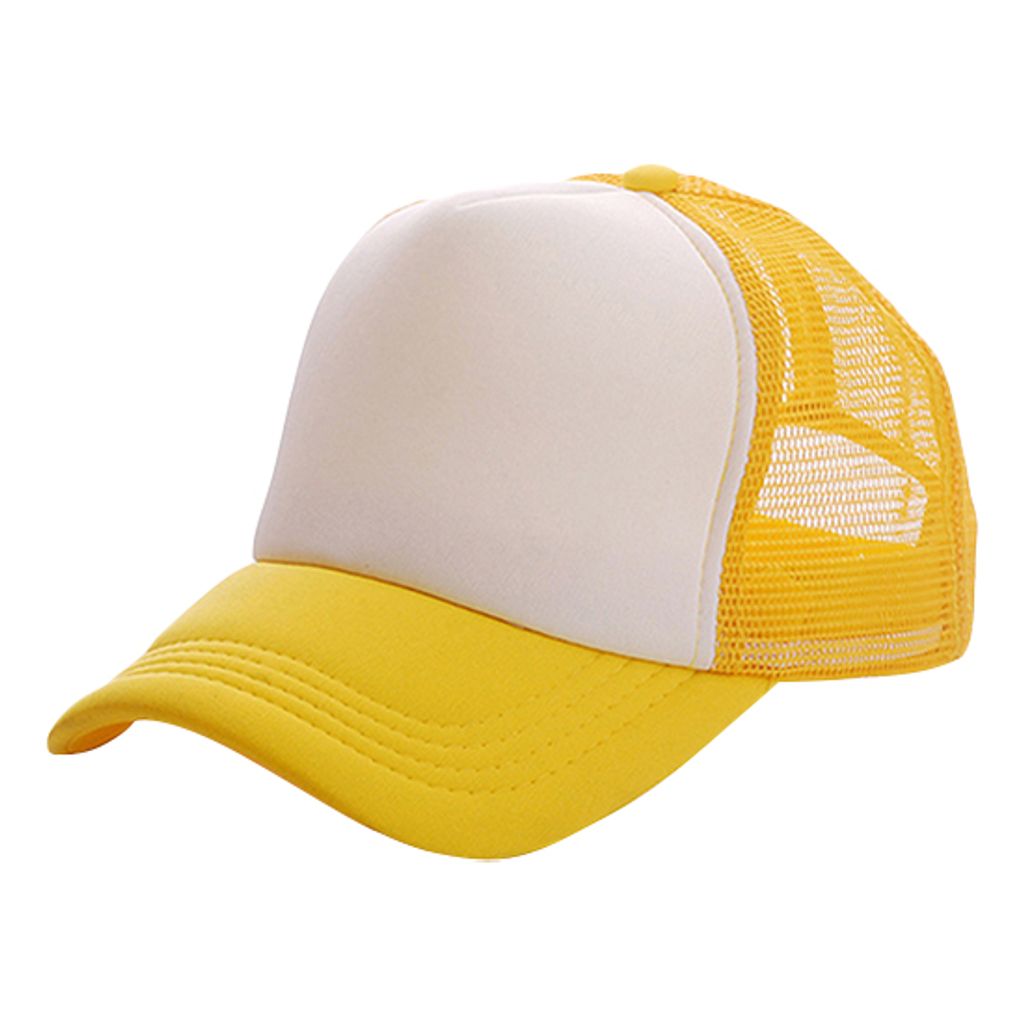 Mode Uni Trucker Cap Baseball Golf Mesh Verstellbare Hüte-Weiß & Gelb