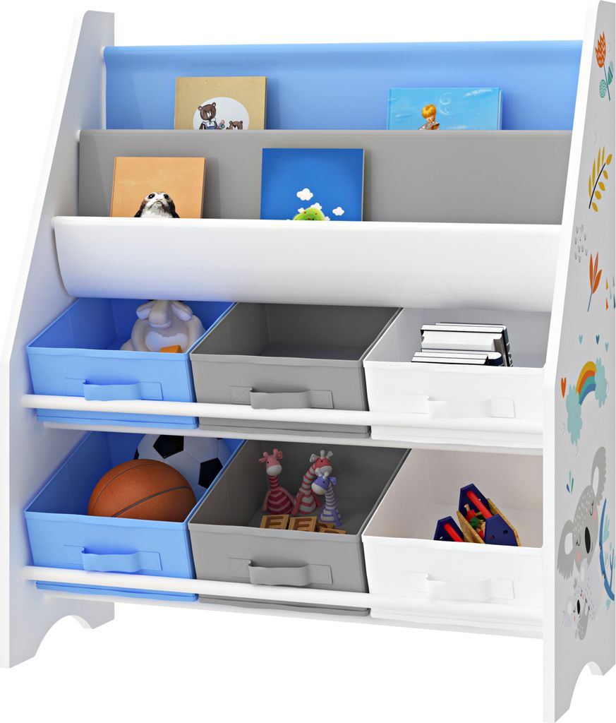 Kinderregal ‘Ponteceso’ mit 2 Ablagefächern und 6 Faltboxen Produktbild 5