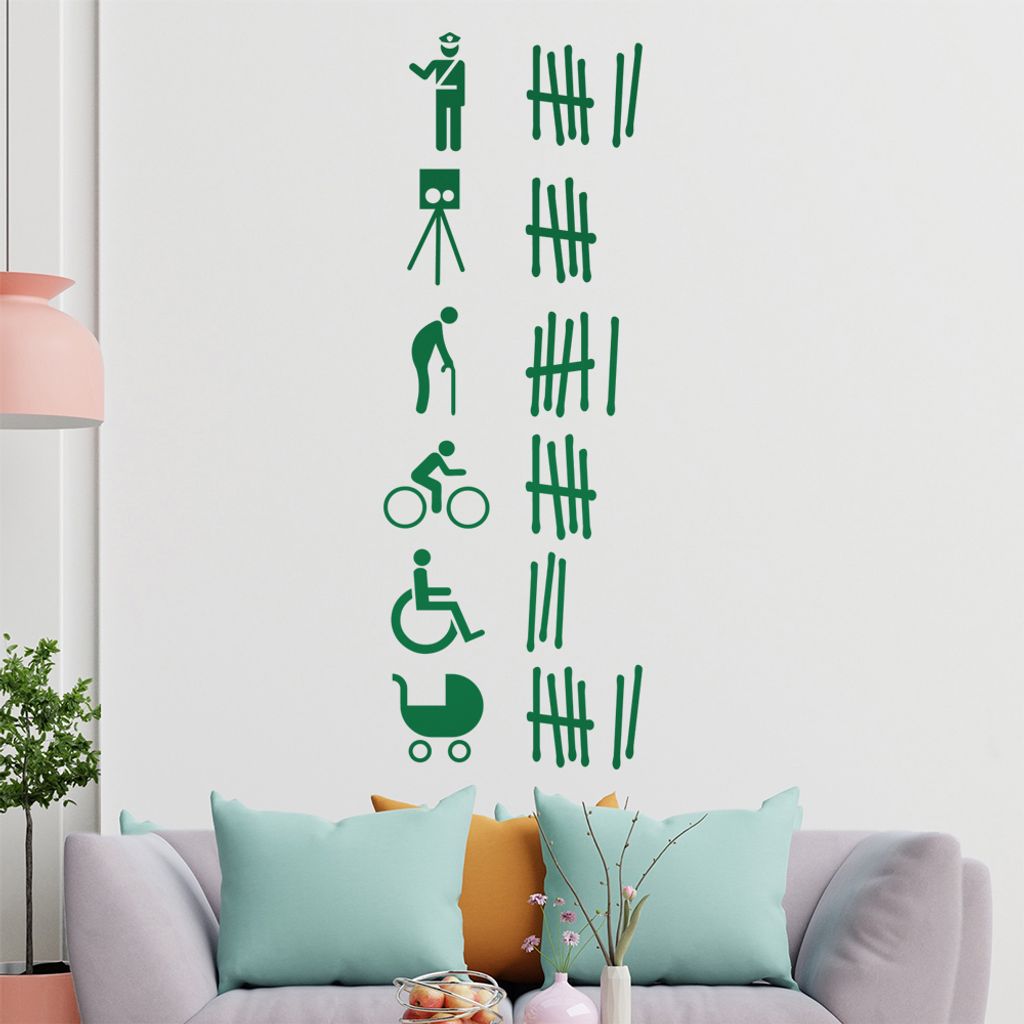 KIWISTAR Opferliste - Polizei Rentner Rad Kind Wandtattoo in 6 Größen - Wandaufkleber Wall Sticker - Dekoration, Küche, Wohnzimmer, Schlafzimmer...