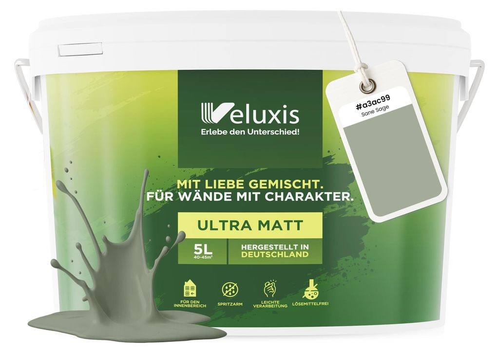 Wandfarbe Grün Salbeigrün Grau Matt Innenfarbe – Deckkraft Produktbild 