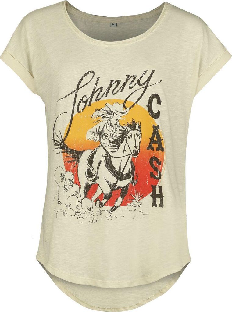 Johnny Cash T-Shirt Damen Cowboy sand Band-Merch, Bands 100% Baumwolle L
