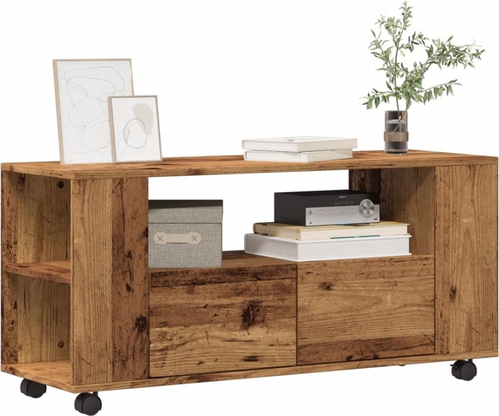 Maison Exclusive - TV-Schrank mit Rollen Altholz-Optik 102x34,5x43cm Holzwerkstoff