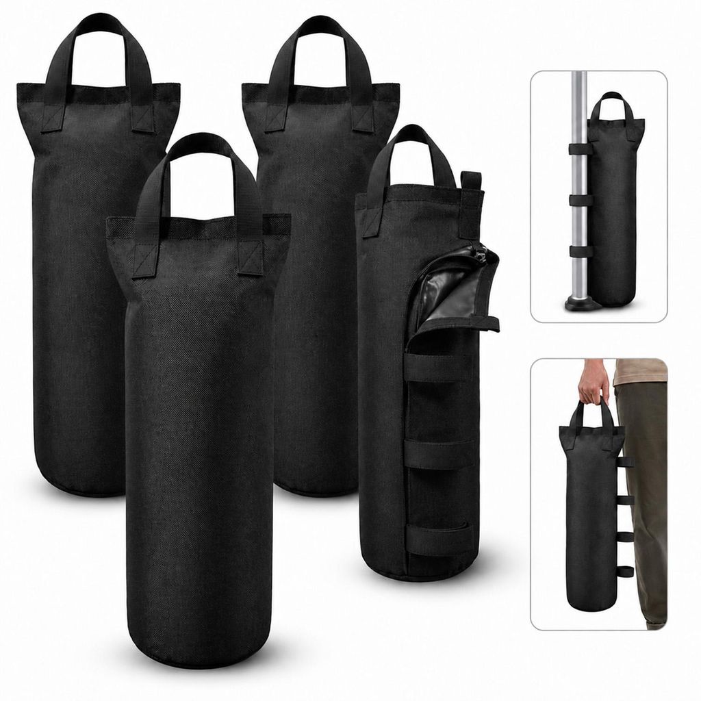 4er Set Pavillon Sandsäcke, 800D Oxford, windstabile Zelt Gewichte bis 10kg, mit Klettverschluss, für Garten, Camping & Outdoor Pavillon