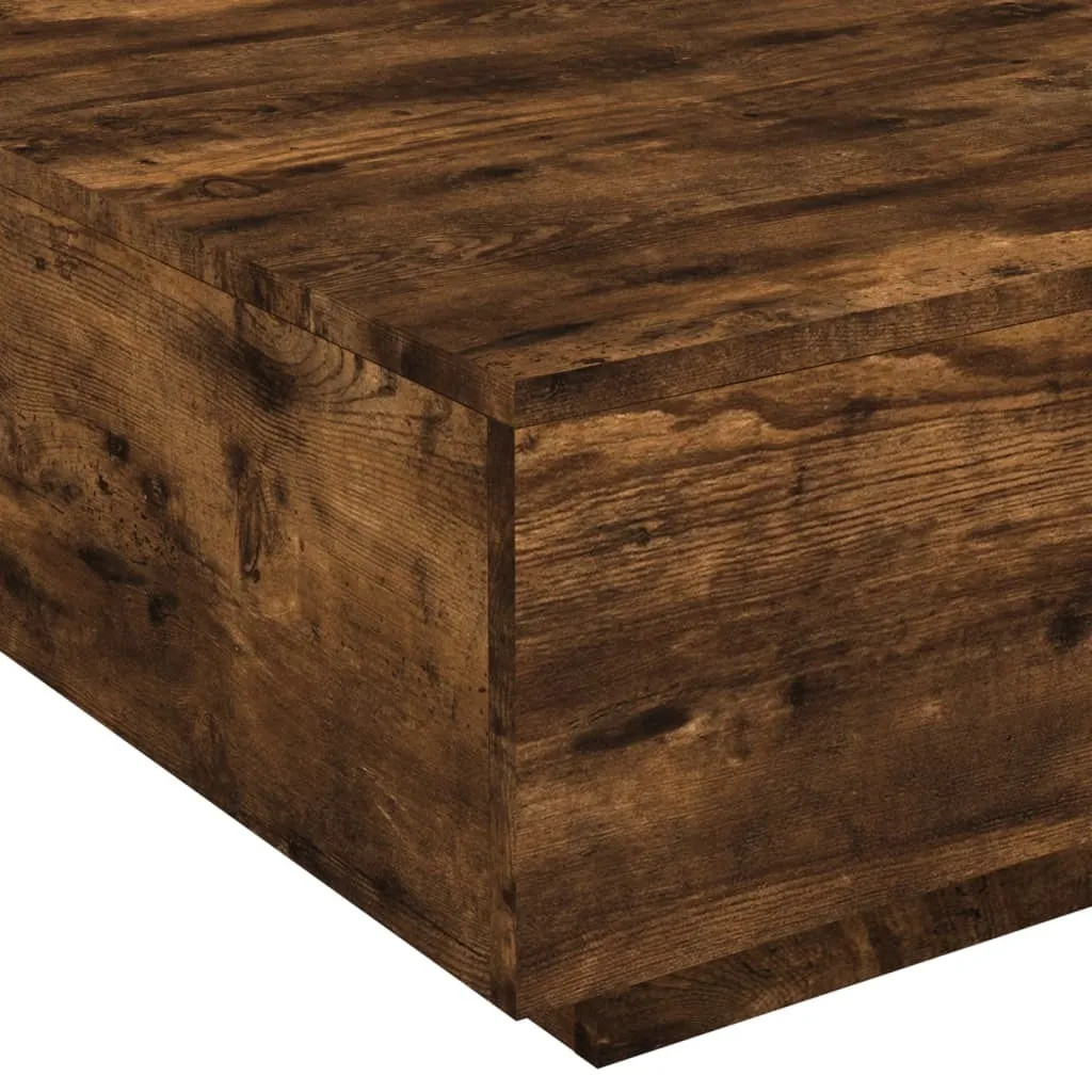 Tavolino Basso LED Rovere Fumé 80x80x31cm - Robusto e Moderno - 10