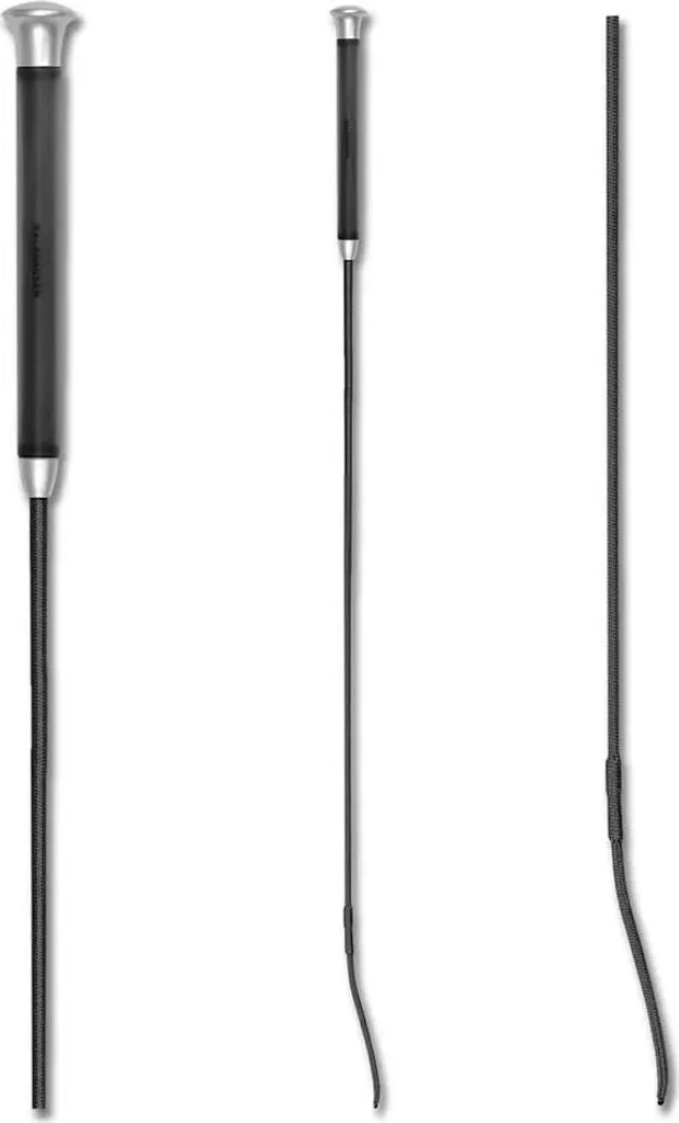 Cravache dressage poignée gel confort 110 cm noire ultra résistante