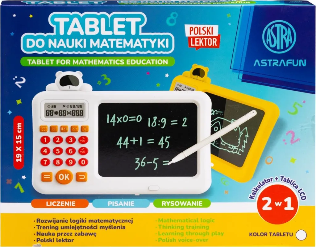 Tablette d'Apprentissage des Mathématiques LCD Astrafun 19x15 cm Polonais