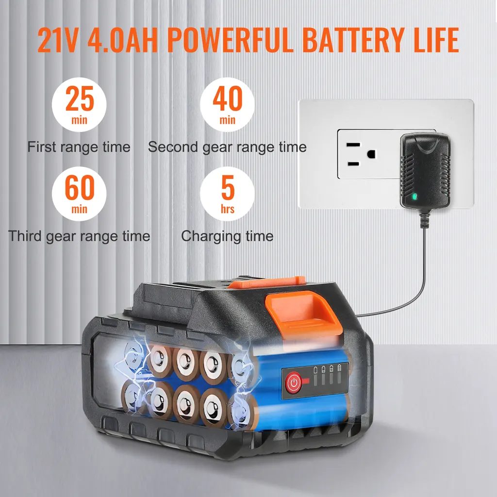 SucceBuy Idropulitrice a batteria, idropulitrice portatile 652-PSI 1.0 GPM, pistola a mano per lavaggio auto ad alta pressione con batteria da 4.0Ah e caricatore, ugello 6-in-1, per la pulizia della casa e dei pavimenti - 6