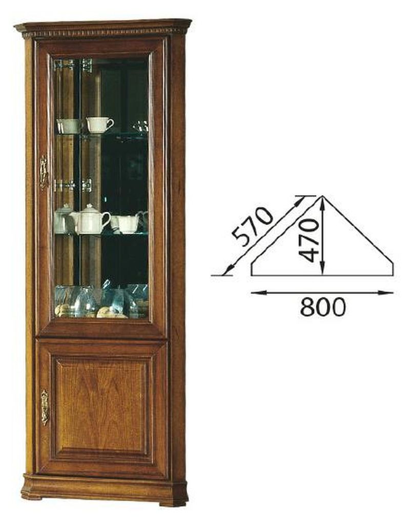 Klassischer Vitrine Vitrinenschrank Eckschrank Schrank Massiv Sammler Vitrinen