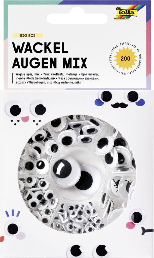 folia Wackelaugen BIG BOX MIX selbstklebend 200 Stück